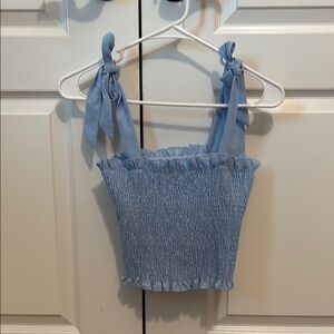 Blue Smocked Women's Top